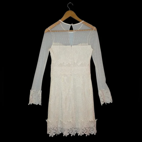 Lulus Lacey Lane White Lace Mesh Sleeve Dress Size S - Picture 3 of 6